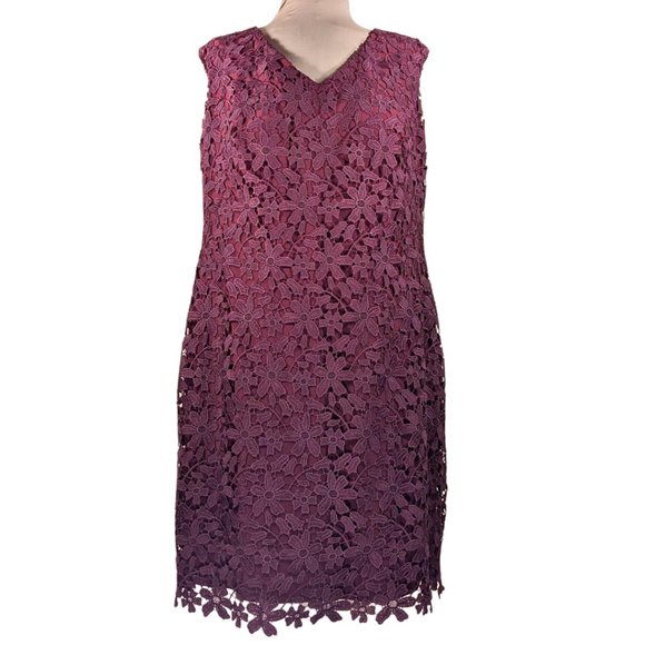 Lauren Ralph Lauren Dresses & Skirts - Ralph Lauren Size 14W Burgundy Floral Lace Sleeveless Pencil Dress